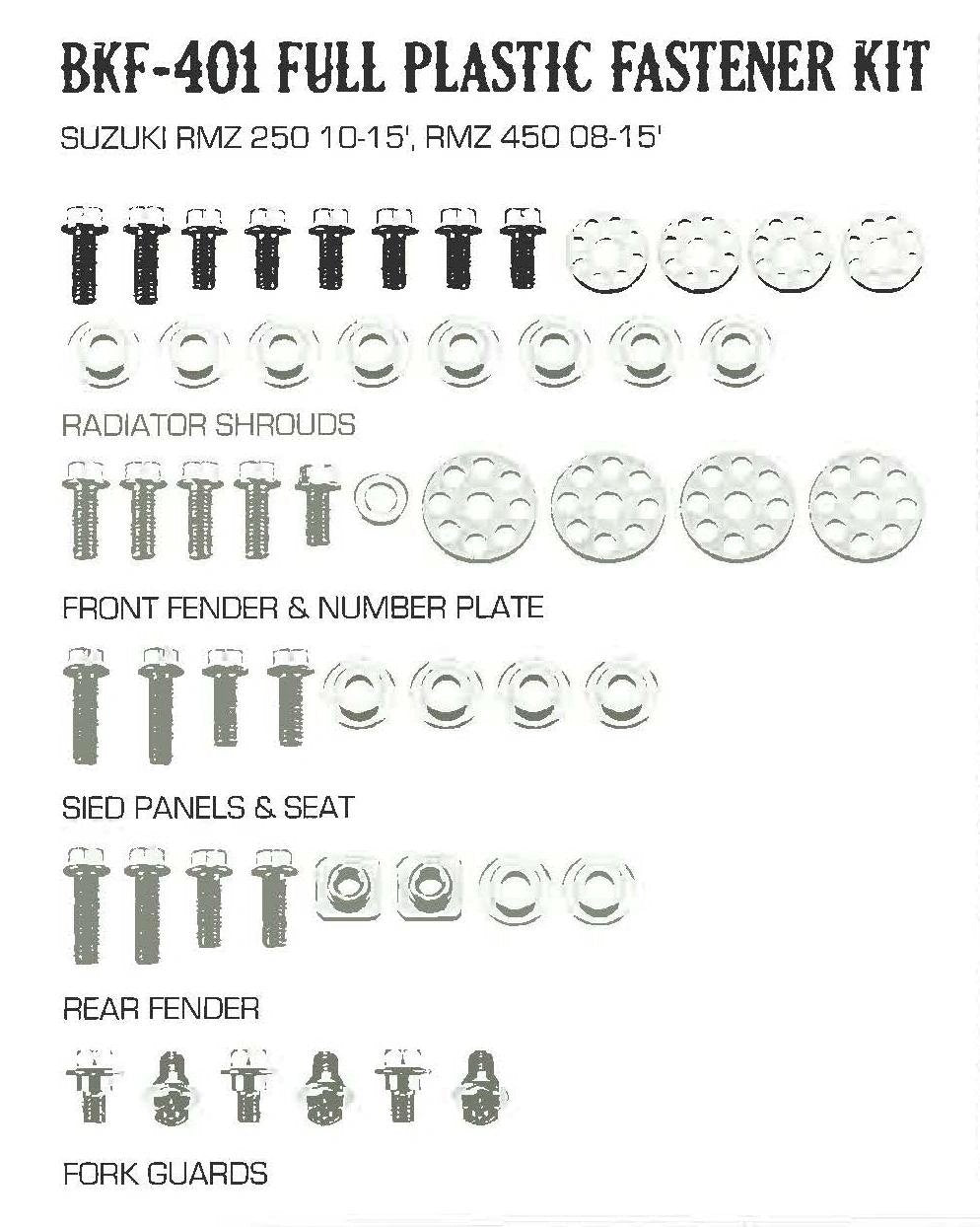 Airtime Volledige plastic set schroeven set Suzuki RM - Z 250 10 - 18 & RM - Z 450 08 - 17 - MxProStoreParts