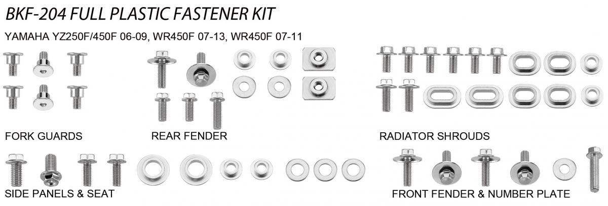 Airtime Volledige plastic set schroeven set Yamaha YZ 250F/450F 06-09 & WR 250F 07-13 & WR 450F 07-11
