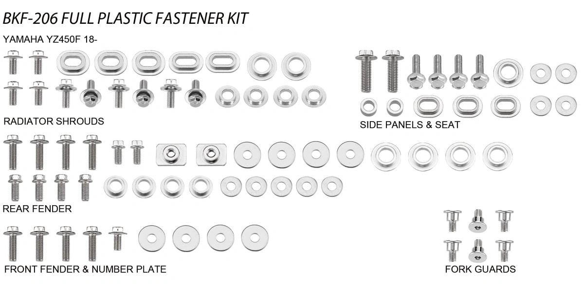 Airtime Komplette Kunststoff-Schraubenset für Yamaha YZ 250F 19 - und YZ 450F 18 - und WR 250F 20 und WR 450F 19 - MxProStoreParts