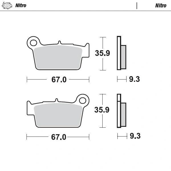 Moto Master Sintered Metal Achter remblokken Nitro Fantic, Beta, Gas Gas, Kawasaki, Suzuki, Yamaha, TM - MxProStoreParts