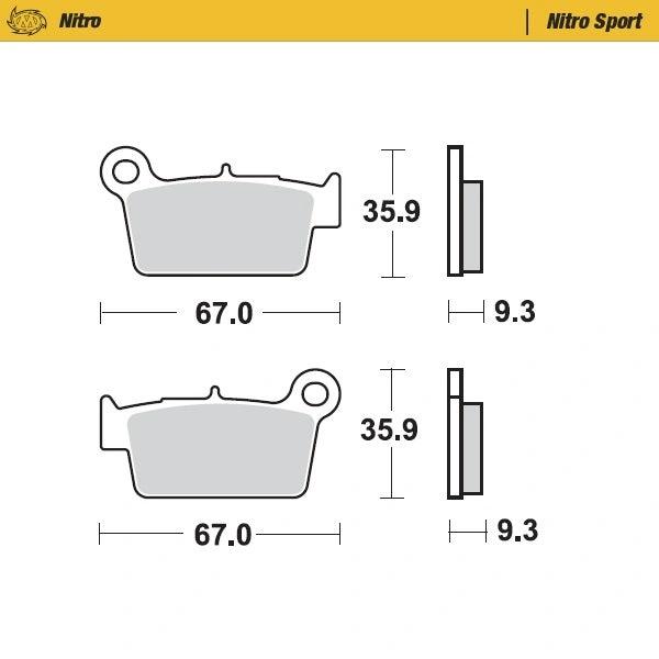 Moto Master Nitro Sport Hintere Bremsbeläge für Fantic, Beta, Gas Gas, Kawasaki, Suzuki, Yamaha, TM - MxProStoreParts