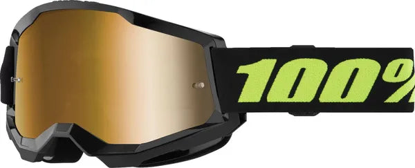 100% Strata 2 crossbril zwart/goud/fluor geel – gouden spiegellens