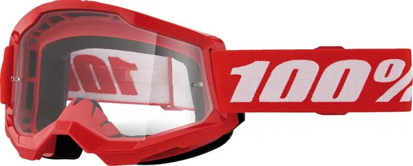 100% Strata 2 jeugdcrossbril rood/wit – heldere lens