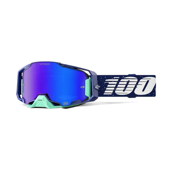100% Armega crossbril blauw/donkerblauw/turquoise/wit – blauwe spiegellens