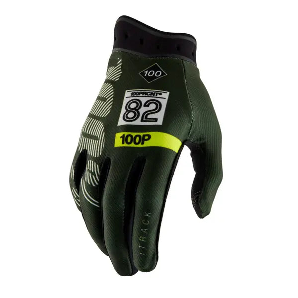 100% iTrack crosshandschoenen groen/wit/fluor geel/zwart