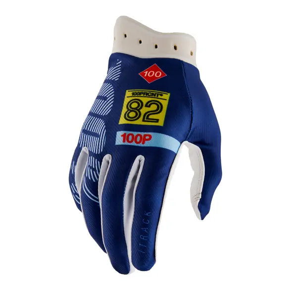 100% iTrack crosshandschoenen donkerblauw/rood/wit/geel/cyaan
