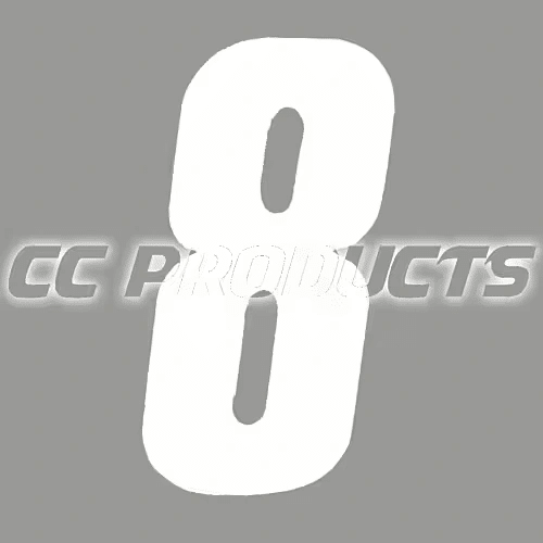 CC Products plaknummer 8 Wit 17cm hoog ( per stuk ) nummer 8 - MxProStoreParts
