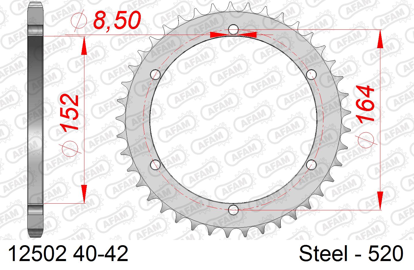 AFAM achtertandwiel staal 41 tands Quad ( voor 520 ketting )