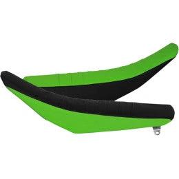 Flu Designs Sitzbezug Zebra, schwarze Oberseite / grüne Seiten für Kawasaki KX 85 01 - 13 - MxProStoreParts