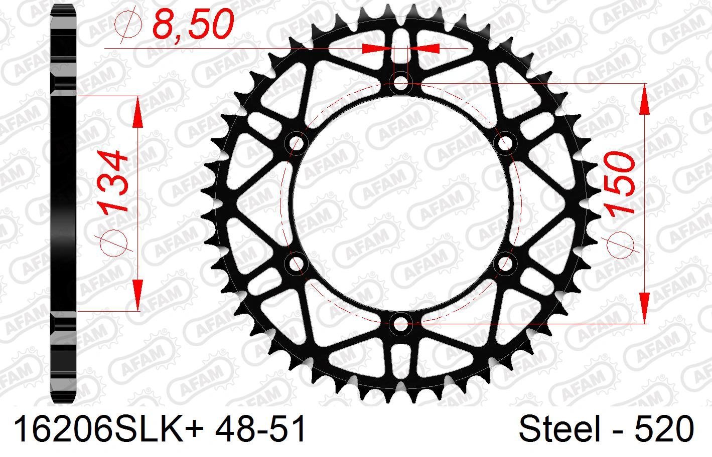 AFAM achtertandwiel staal met moddergroef Kawasaki KX/KXF 125/250/450 - MxProStoreParts