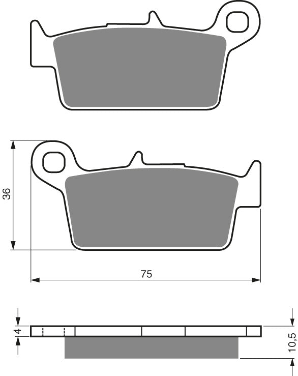 Technische illustratie: GOLDFREN Brake Pads 003 Ceramic Carbon K1 – 003 K1; uitvoering volgens artikelgegevens