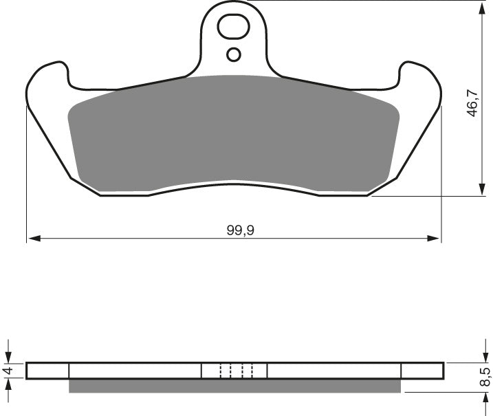 Technische illustratie: GOLDFREN Brake Pads 006 Ceramic Carbon AD – 006 AD; uitvoering volgens artikelgegevens