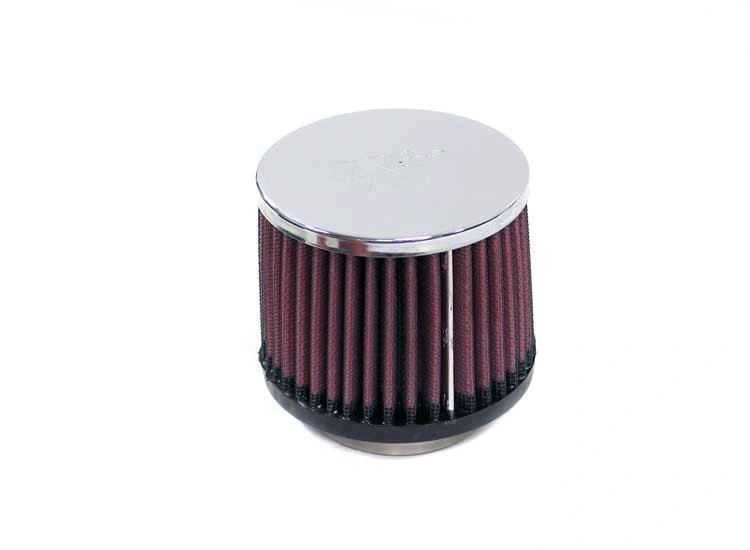 K&N 52mm air filter, chrome top, burgundy pleated media