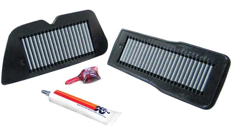 K&N VS1400 airfilter kit with two black-framed pleated filters and lubricant tube