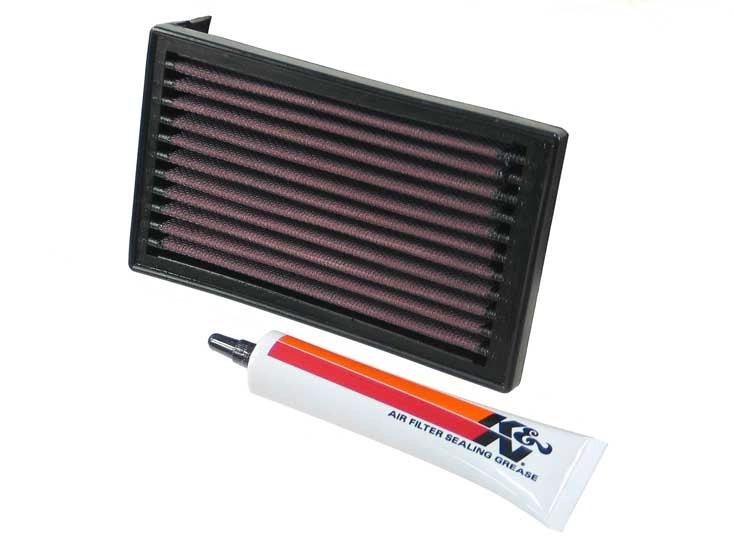 K&N air filter for XTZ660/XT600 90-95 with pink pleated element in a black frame and sealing grease tube