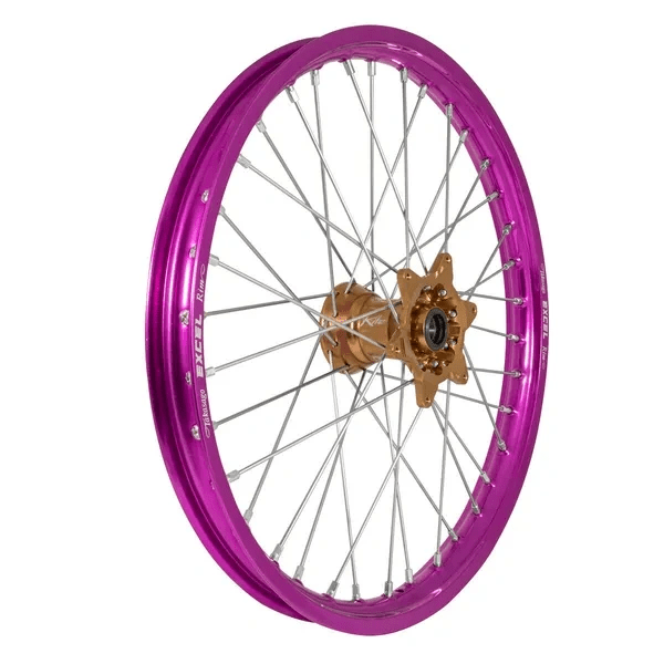 Elite Voorwiel compleet Paarse Excel Signature velg + Kite Licht Bronze naaf 1.60x21 Yamaha/Fantic 4 takt ( Factory Team Racing Replica ) - MxProStoreParts