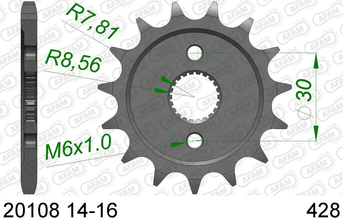 AFAM Vorderritzel Stahl Honda CR 80R 96 - 02 CR 80RB 96 - 02 CR 85R 03 - 07 CR 85RB 03 - 07 (14 Zähne) - MxProStoreParts