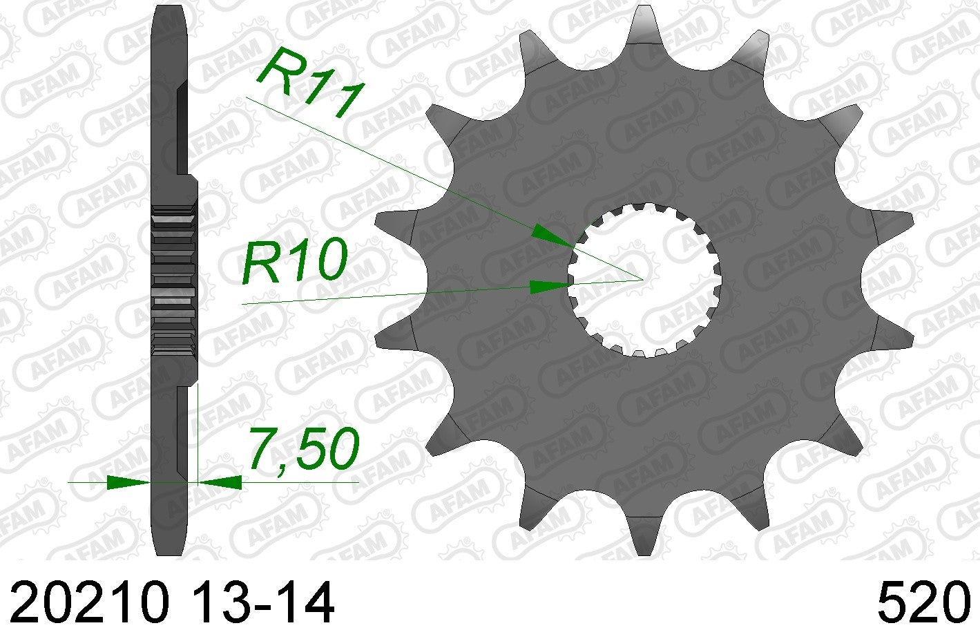 AFAM front sprocket steel Honda CR 125R 04-07 & CRF 250R 04-17 & CRF 250X 04-16