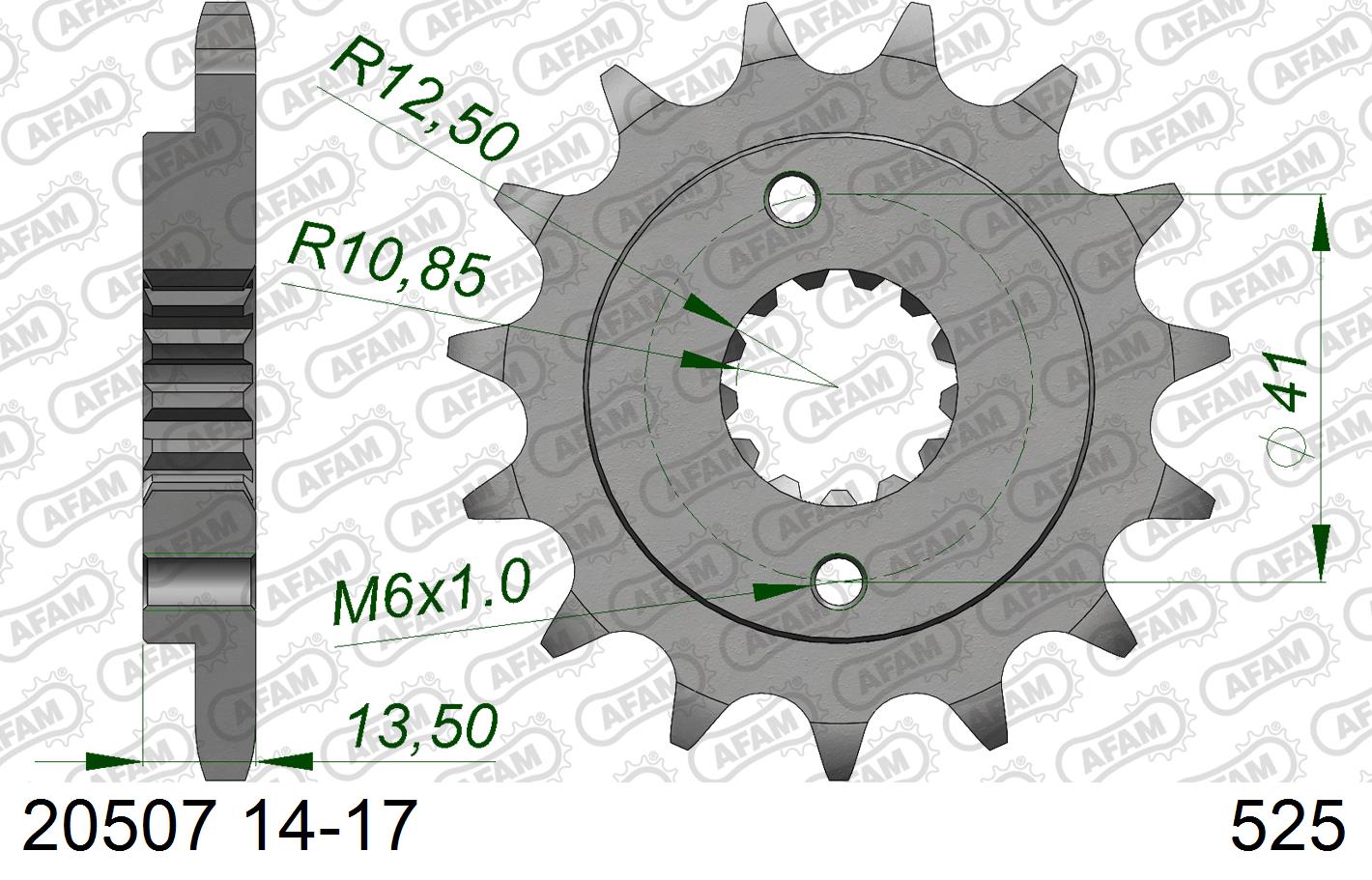 AFAM 17-tooth front sprocket for 525 chain
