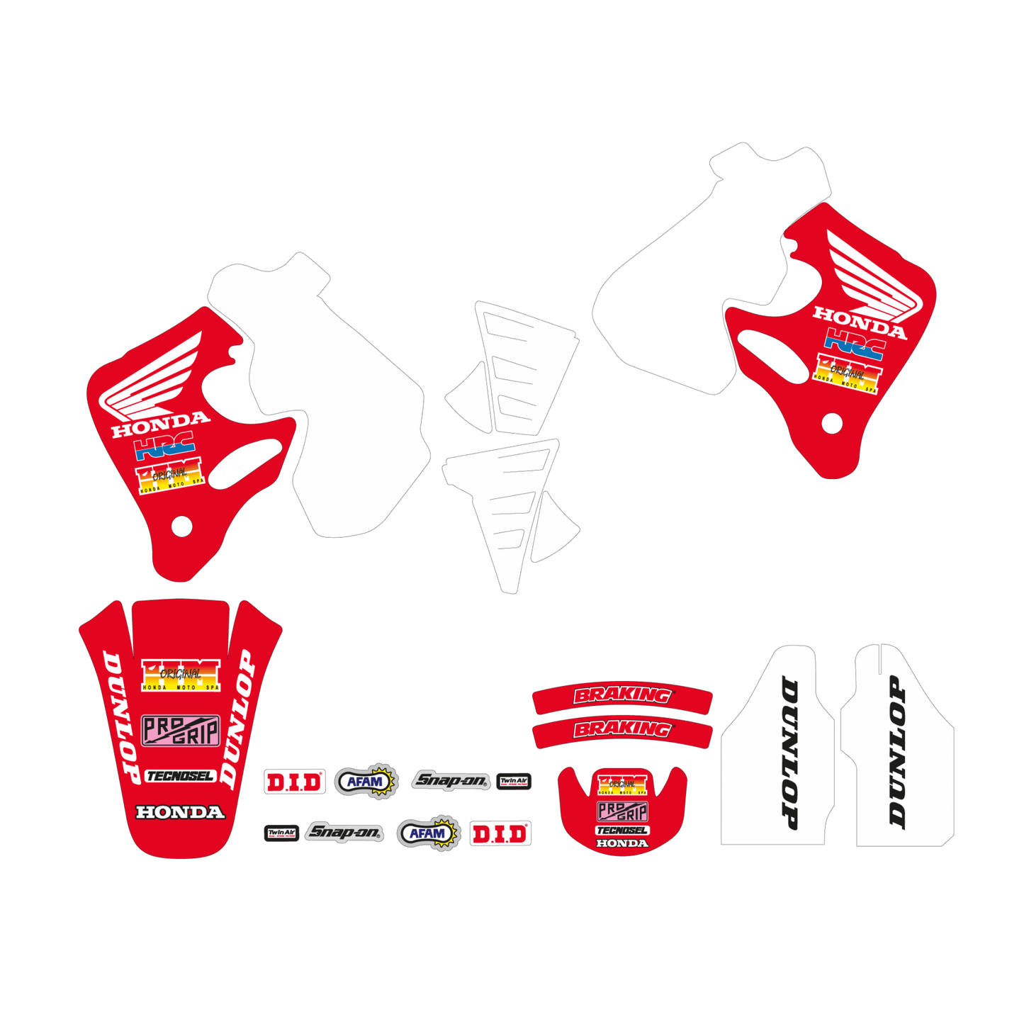 Blackbird Aufkleber-Set OEM 1992 + Sattelbezug für Honda CR 125R 1993 - 1997 und CR 250R 1992 - 1996 – MxProStoreParts
