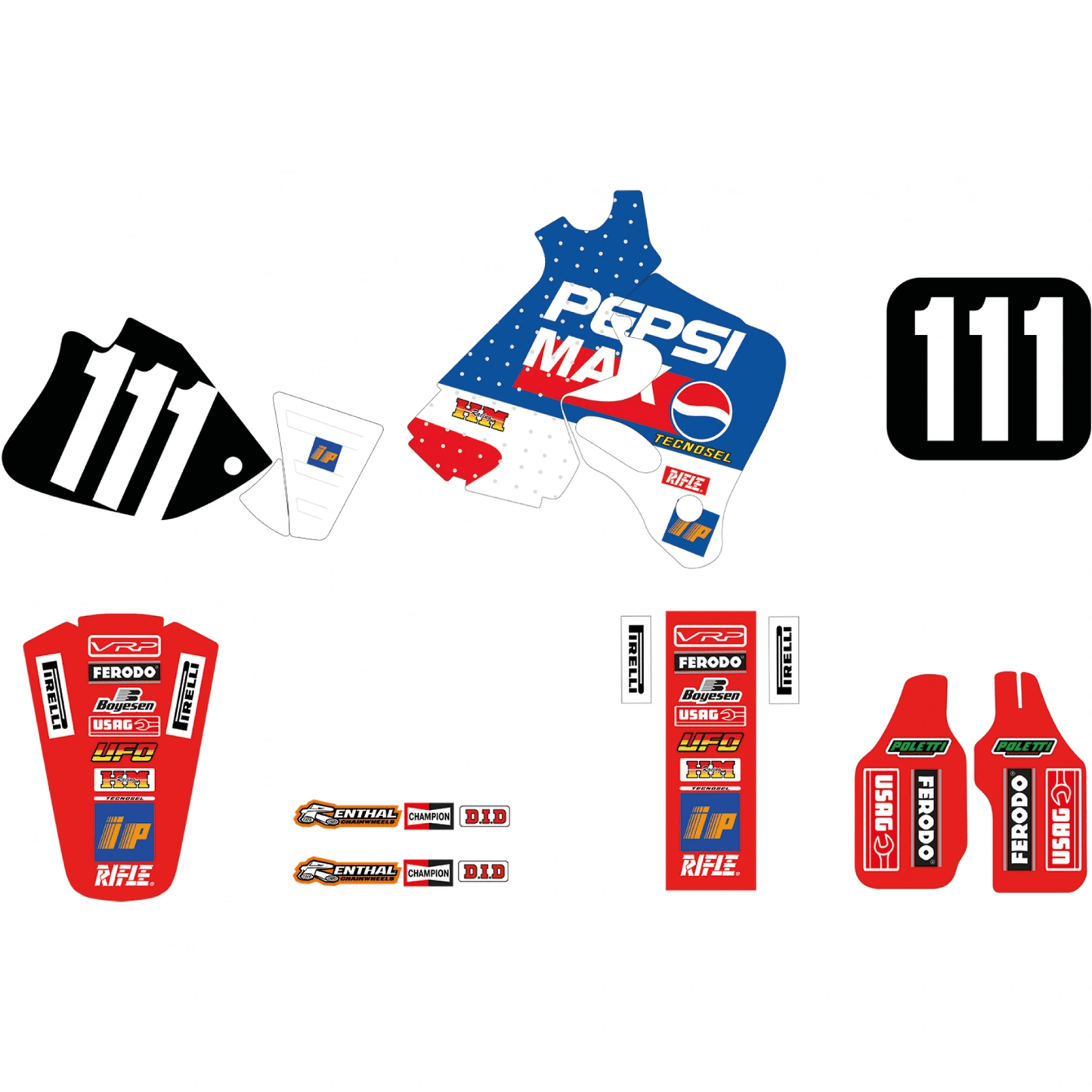 Blackbird Aufkleber-Set Nachbildung Team Honda Pepsi 1994 Honda CR 125R 1993–1997 und CR 250R 1992–1996 – MxProStoreParts