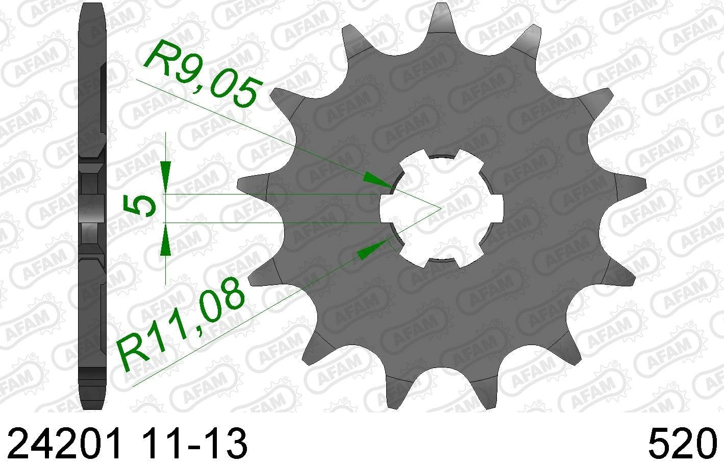 AFAM voortandwiel 13 tands Kawasaki KX 125 94 - 08 - MxProStoreParts