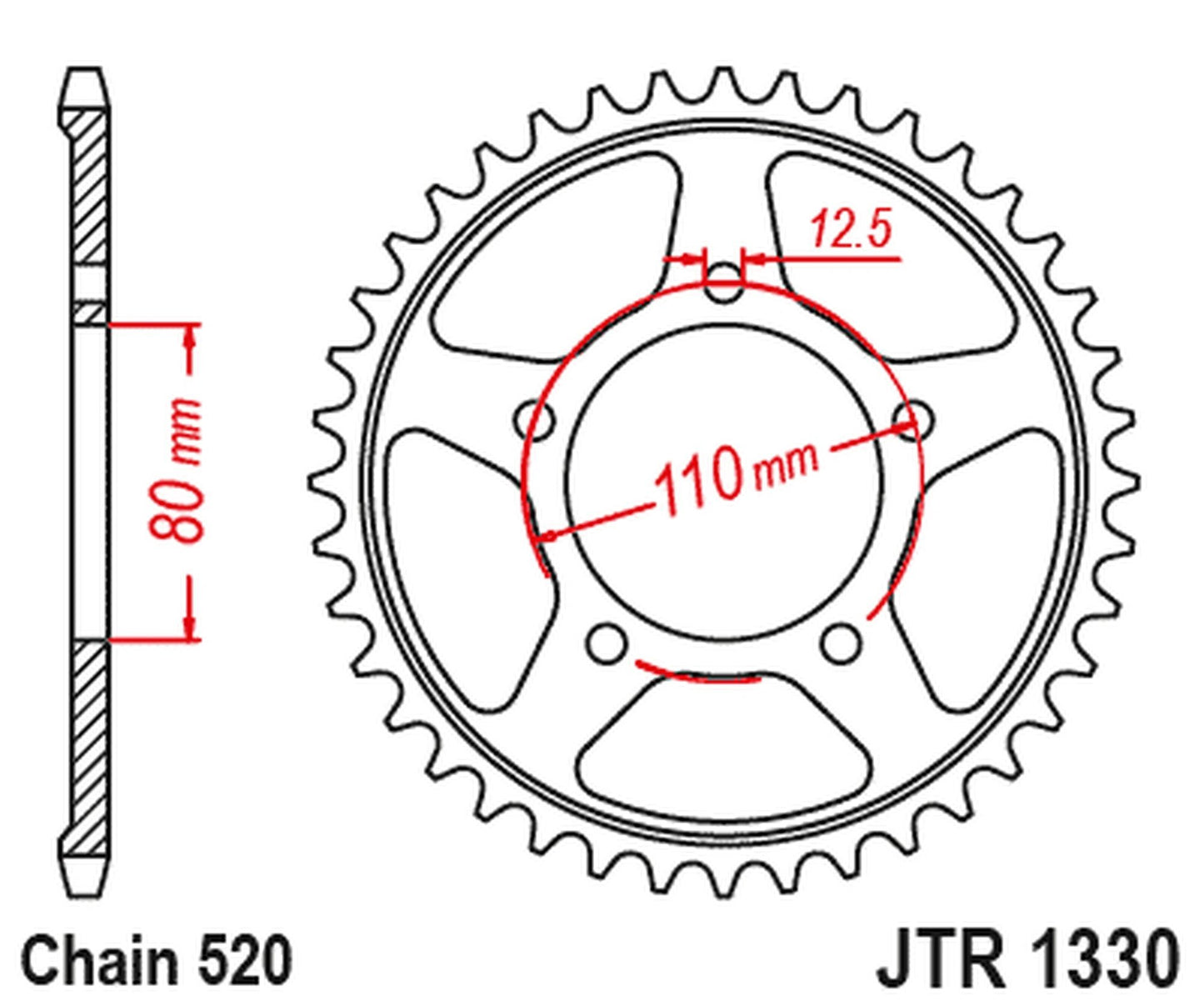 JT Rear Sprocket ZBK - Black Zinc JTR1330.45ZBK