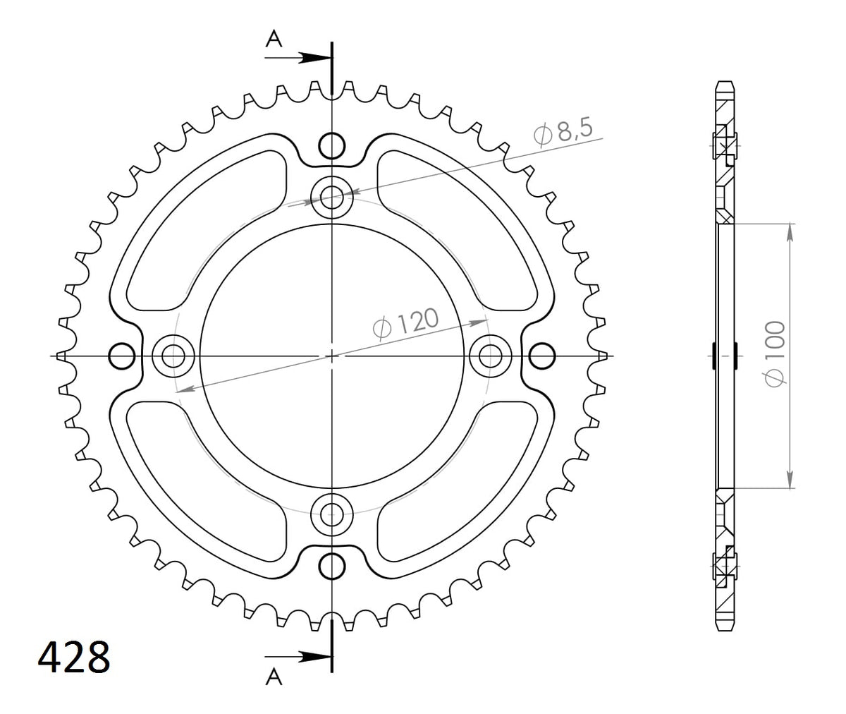 Supersprox Stealth Rear sprocket SU RM80/85 YA YZ80/85 Gold 52