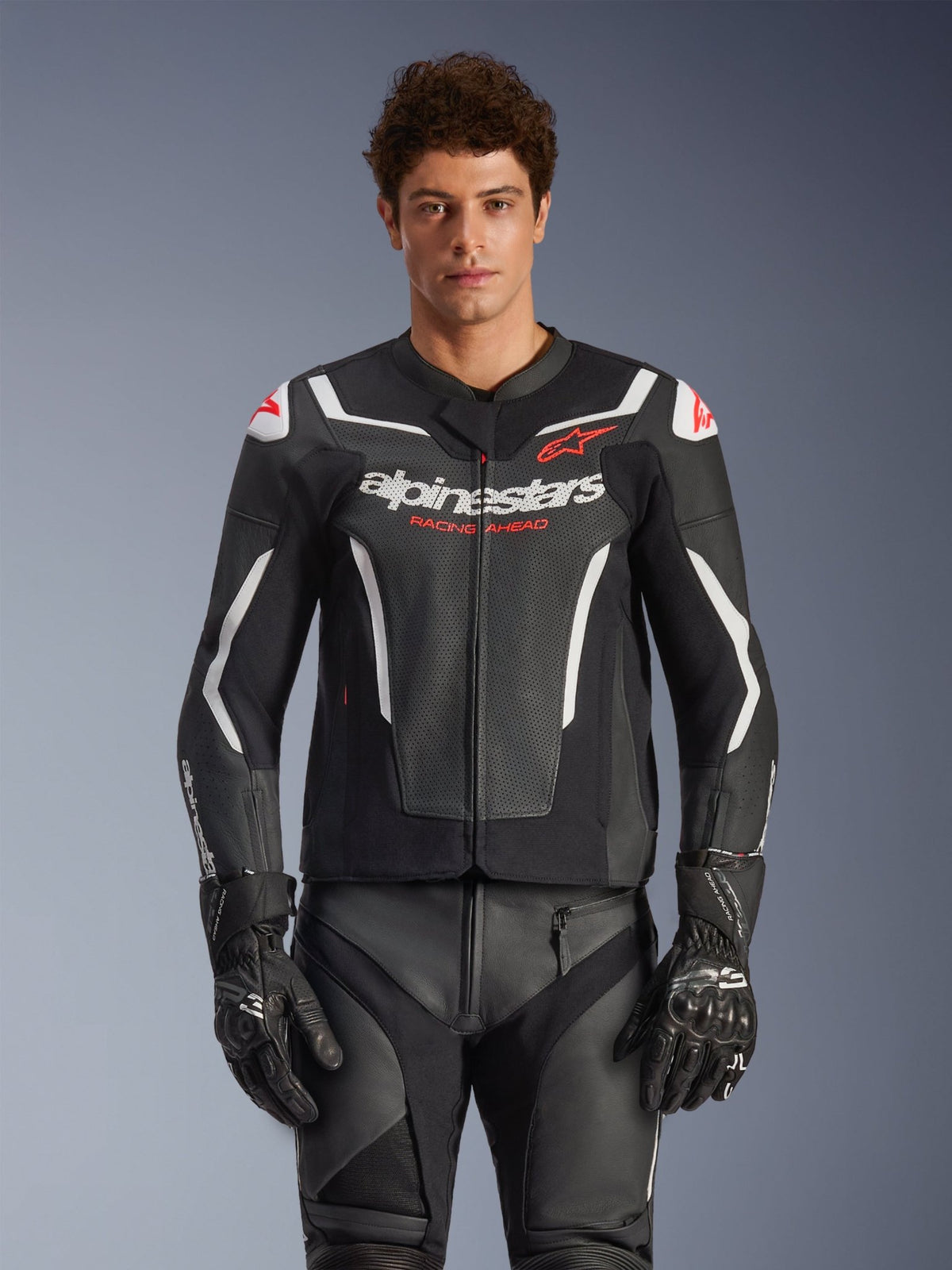 Alpinestars Leather Jacket GP Force v2 Airflow Black/White - MxProStoreParts