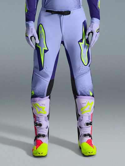 Alpinestars 2026 Supertech Scenz volwassen cross broek Paars / Fluor Geel