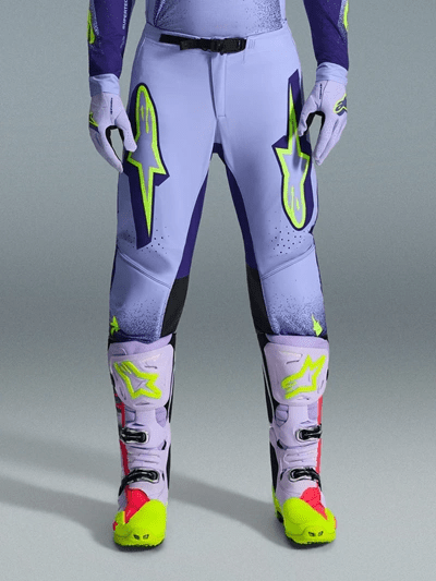 Alpinestars 2026 Supertech Scenz volwassen cross broek Paars / Fluor Geel - MxProStoreParts