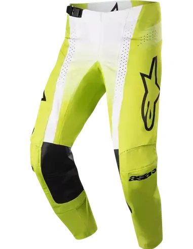 Cross broek kinderen Alpinestars Racer Push fluorgeel en wit met zwarte kniepatch