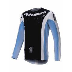 Alpinestars Techstar Melt volwassen cross shirt, zwart met blauwe mouwen, merklogo zichtbaar