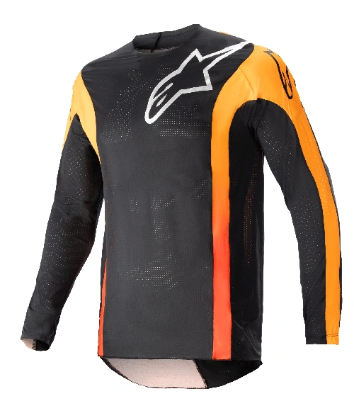 Alpinestars Techstar cross shirt voor volwassenen, zwart/oranje, racepasvorm
