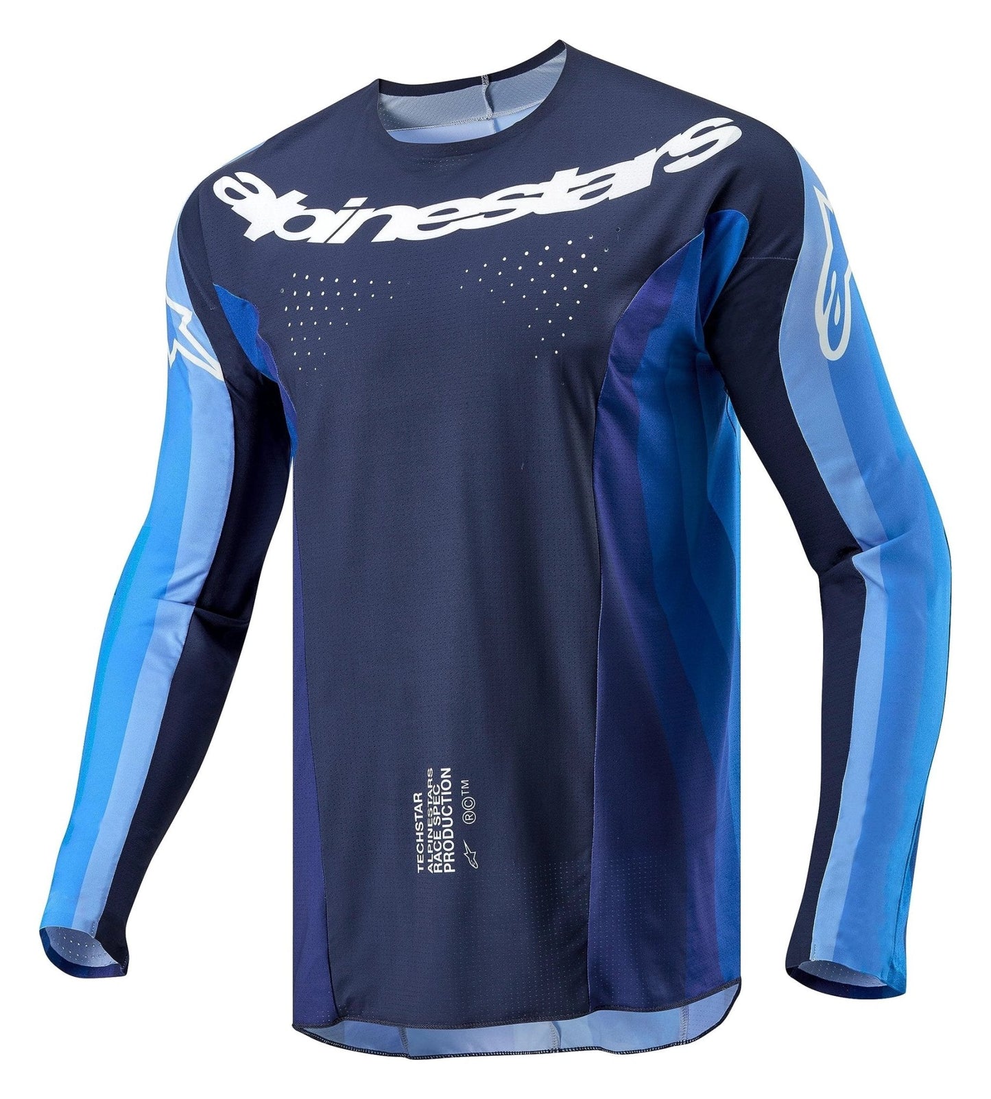 Alpinestars 2024 Techstar Pneuma Erwachsenen Cross-Shirt Dunkel Marine Hellblau - MxProStoreParts