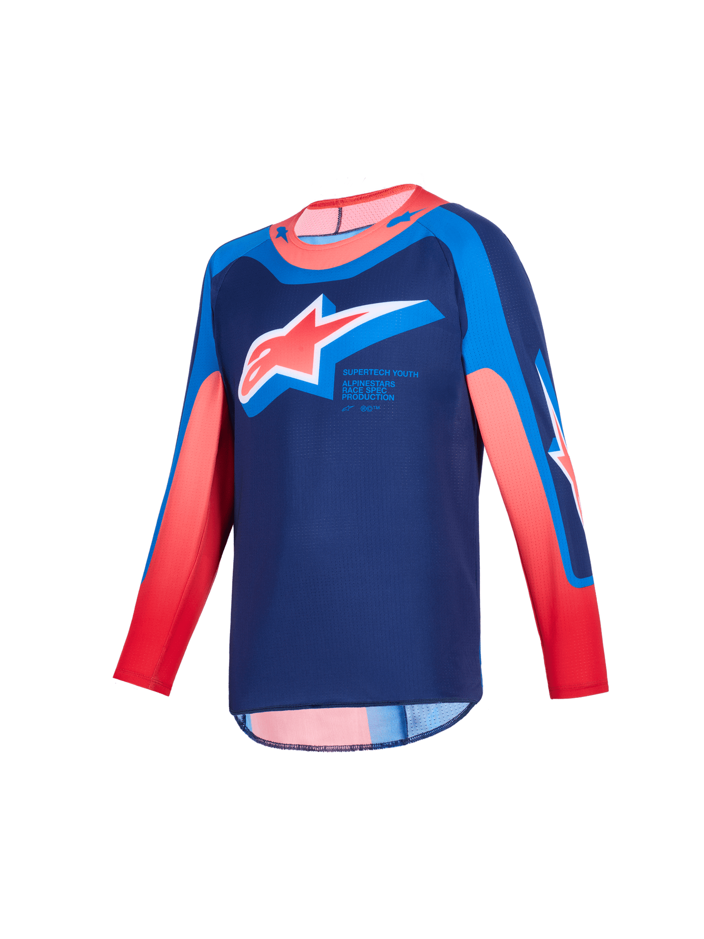 Alpinestars Jeugd Supertech Vista Jersey 2026 Dark Navy Hot Coral Cobalt - MxProStoreParts