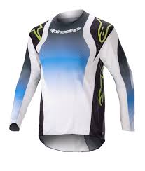Alpinestars 2023 Racer Push Kinder cross shirt Blauw / Wit Maat M - MxProStoreParts