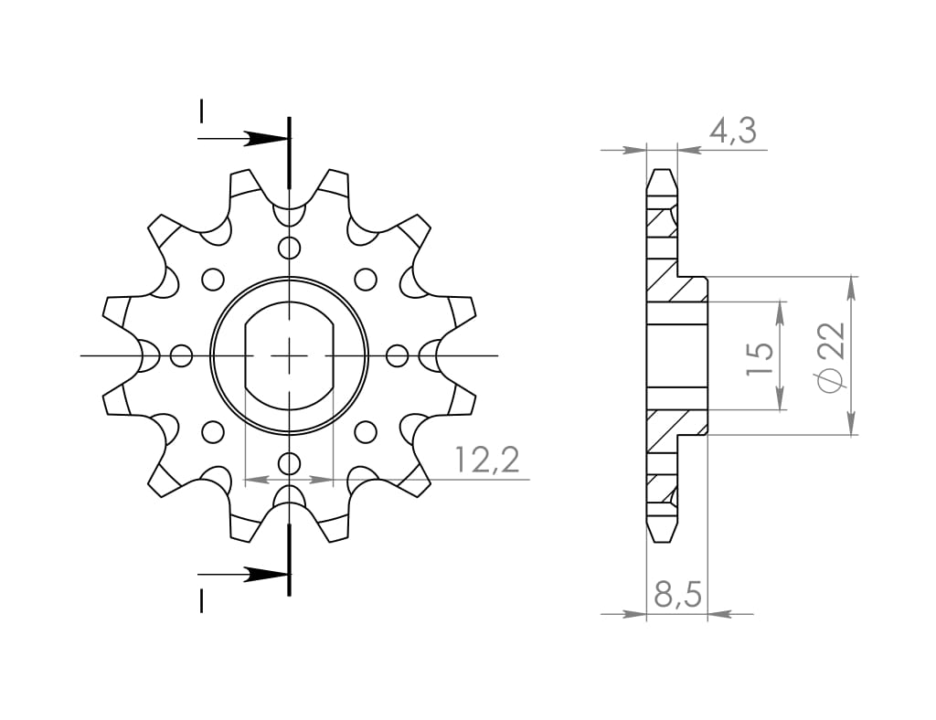 Technische illustratie: Supersprox Front sprocket 1899.11 – CST-1899:11.1; uitvoering volgens artikelgegevens