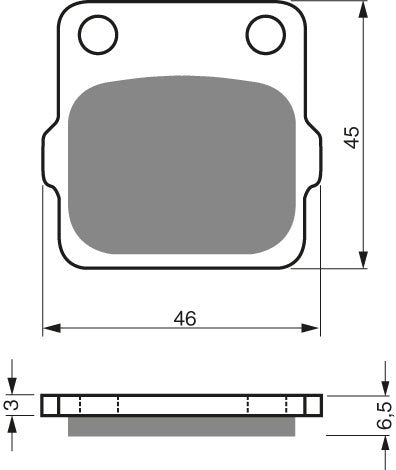 Technische illustratie: GOLDFREN Brake Pads 077 Ceramic Carbon K1 – 077 K1; uitvoering volgens artikelgegevens
