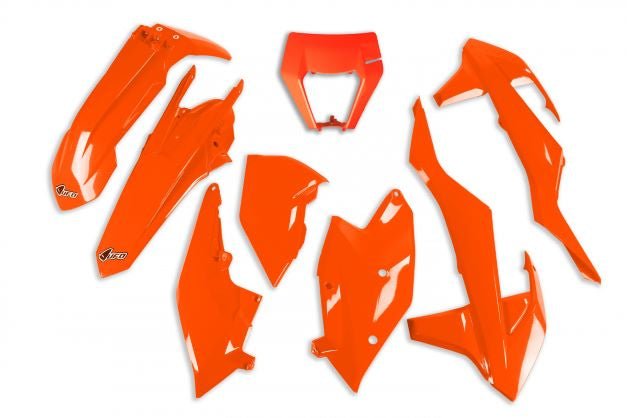 Kit plastique UFO 6 pièces orange fluo pour KTM EXC/EXC-F 125-450 17-19 - MxProStoreParts