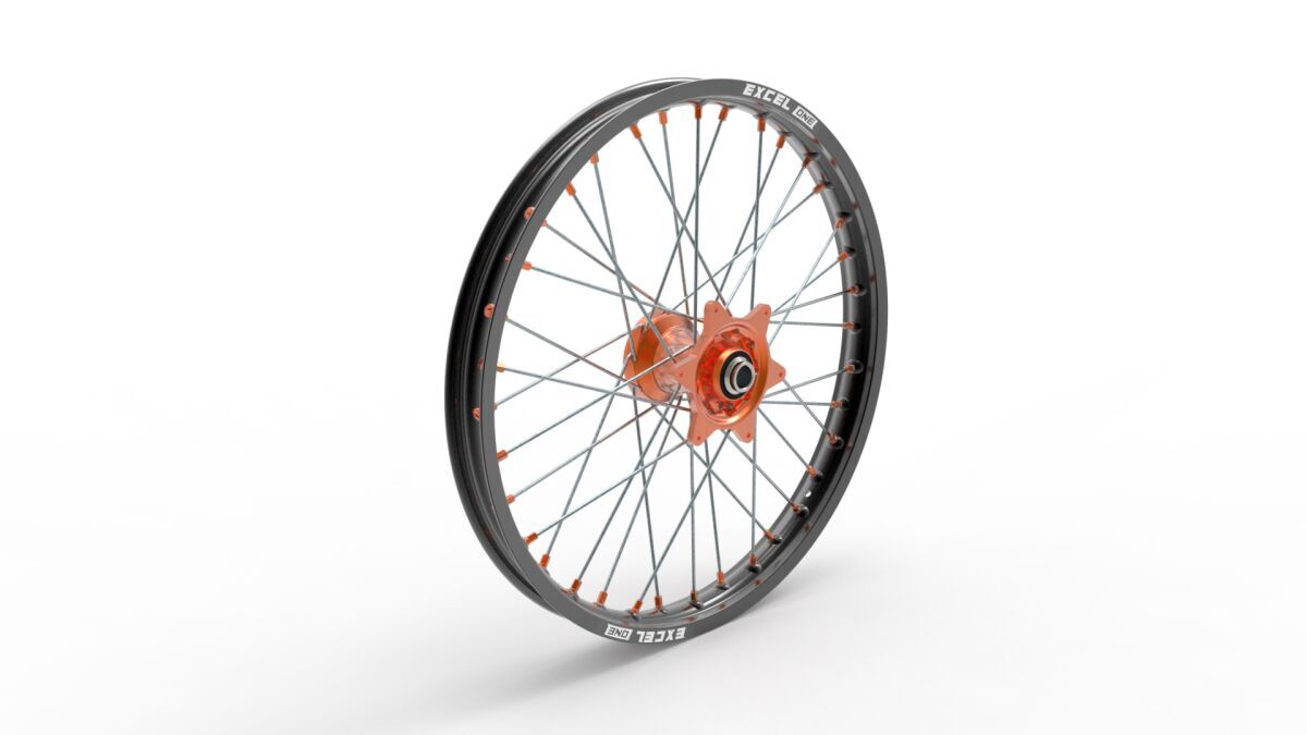 Sport Voorwiel compleet Zwarte Excel One velg + Kite Oranje naaf 21-1.60 alle KTM vanaf 2015-2025