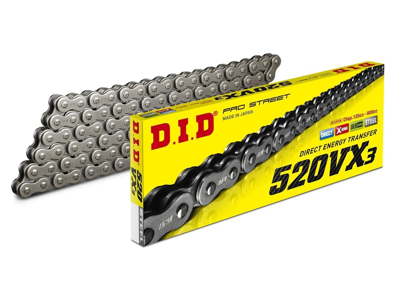 DID Kette 520 VX3 X-Ring mit 118 Gliedern schwarz + Klammer – MxProStoreParts