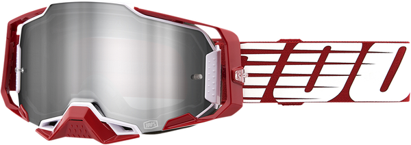 100% Armega Oversized Deep Red Motocross Goggles - Silver Mirror lens ( Spring 2022 collection )