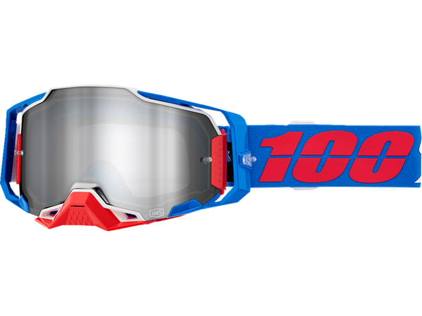 100 % Armega Motocross-Brille Ironclad – Silberne Spiegellinse (Kollektion 2024)