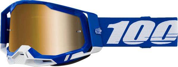 100% Racecraft 2 Goggles Blue - Gold Mirror Lens (2024 collection)