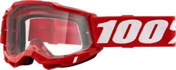 100% Accuri 2 Crossbril Neon Rood - clear lens ( 2025 collection ) - MxProStoreParts