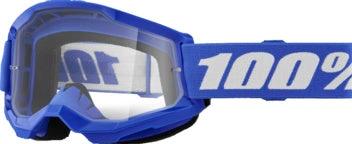 100% Strata 2 Crossbril Blau - klare durchsichtige Linse (2026 Kollektion) - MxProStoreParts