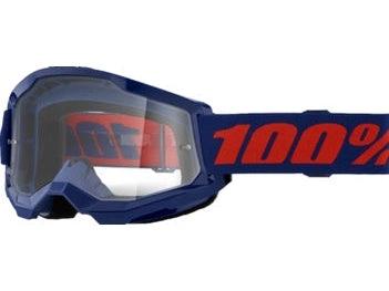 100% Strata 2 Cross Goggles Navy Blue - Clear Lens (2026 Collection)