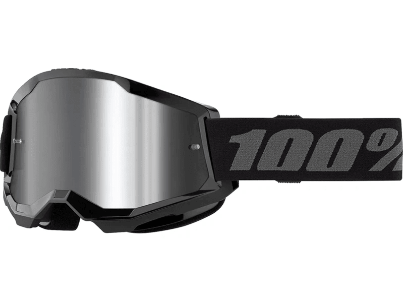 100% Strata 2 Crossbril Schwarz - Silberne Spiegellinse (2026 Kollektion) - MxProStoreParts