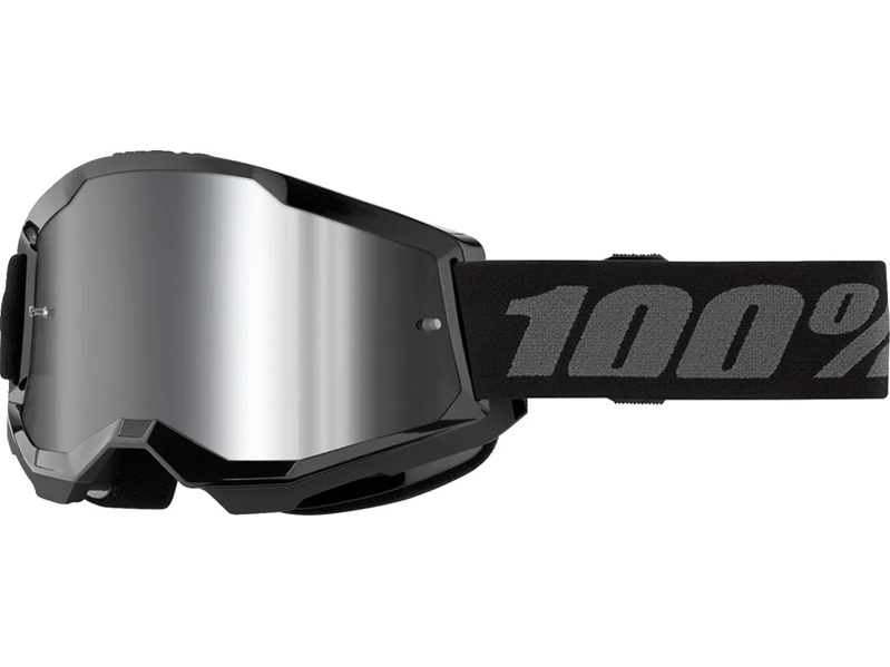 100% Strata 2 Cross Goggles Black - Silver Mirror Lens (2026 collection)